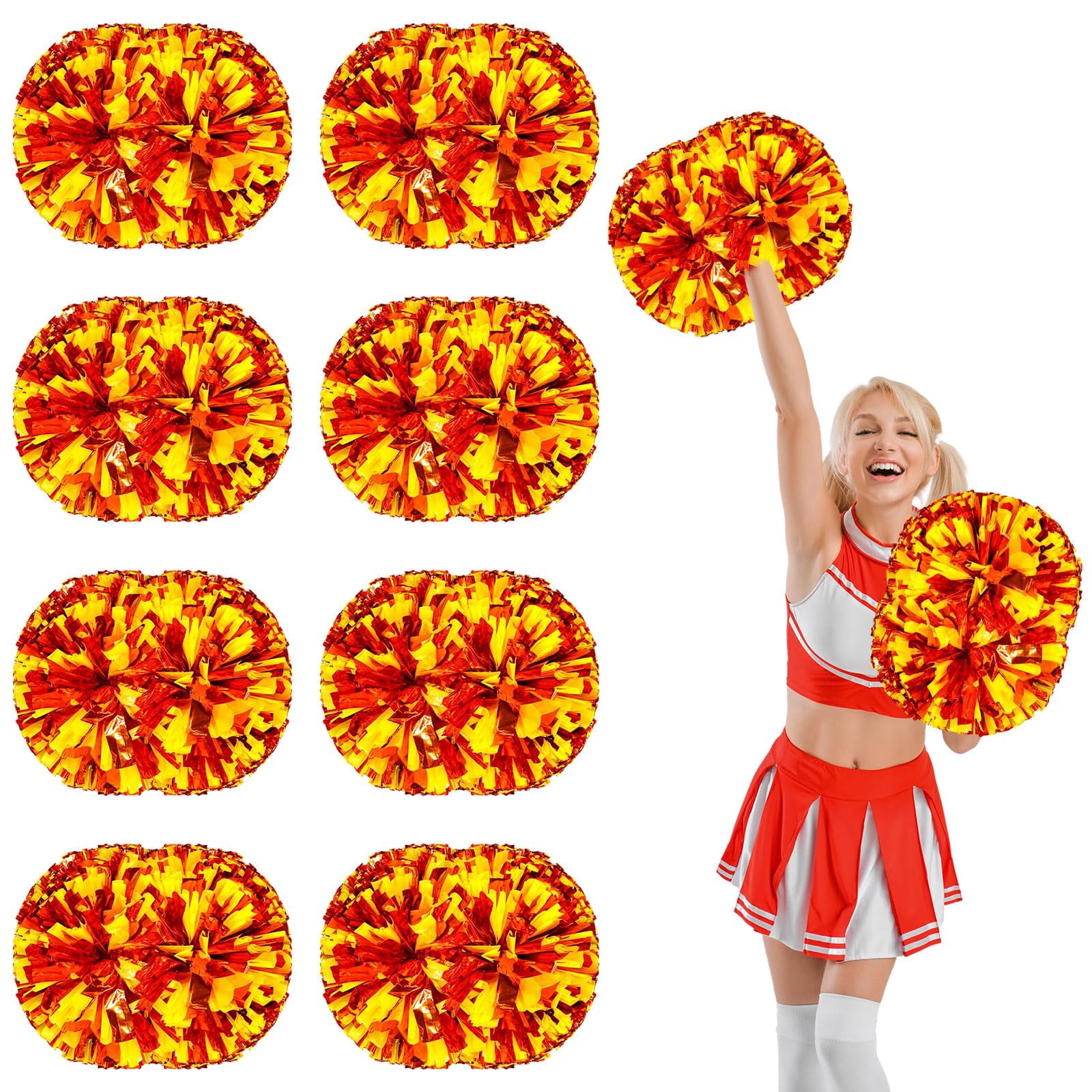 8 Pcs Cheerleading poms,pom poms Cheerleading with Handle Style Cheer Pom Pomsfor Dance, Matches, Team Spirit Sports