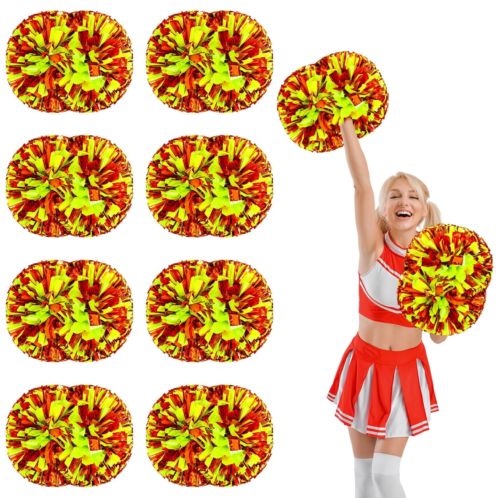 8 Pcs Cheerleading poms,pom poms Cheerleading with Handle Style Cheer Pom Pomsfor Dance, Matches, Team Spirit Sports