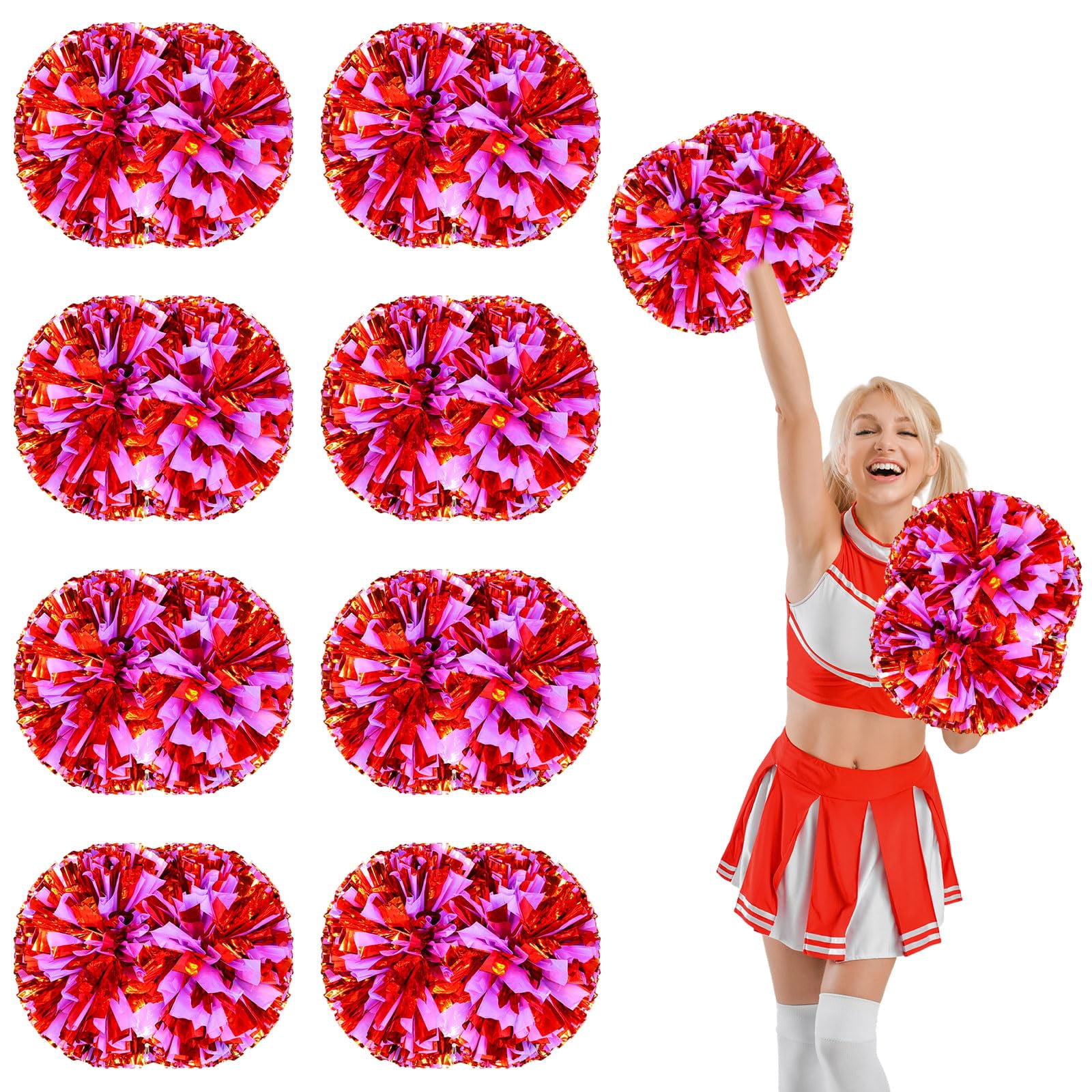 8 Pcs Cheerleading poms,pom poms Cheerleading with Handle Style Cheer Pom Pomsfor Dance, Matches, Team Spirit Sports