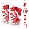 thumbnail image 1 of 8 Pcs Christmas Candy Ornament Set Plastic Peppermint Candy Cane Christmas Decorations Christmas Candy Crutches Gift Boots Set Ornament Xmas Hanging Pendant Decorations with Rope, 1 of 9