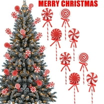 8 Pcs Christmas Candy Wood Decoration Christmas Lollipop Hanging Ornaments Christmas Tree DIY Craft Set Hanging Peppermint Xmas Decorations for Winter Holiday Partys Supplies