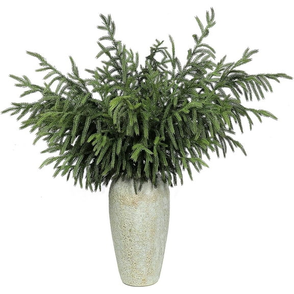 8 Pcs Christmas Norfolk Pine Branches, 36 Inch Real Touch Artificial Norfolk Pine Branch Faux Cedar Pine Stem Fake Greenery Picks for Vase DIY Garland Wreath Home Garden Decoration
