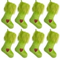 thumbnail image 1 of 8 Pcs Christmas Stockings, Green Plush Christmas Stockings Faux Fur Xmas Stocking Christmas Hanging Socks for Family Christmas Tree Decoration, 1 of 6