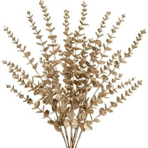 8 Pcs Christmas Tree Picks and Sprays Champagne Glitter Christmas Picks 25.6" Christmas Glitter Eucalyptus Leaves Stems for Christmas Tree Filler Branches Wreaths Centerpieces Holiday Decorations