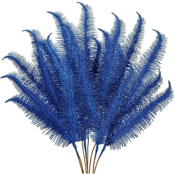 8 Pcs Christmas Tree Picks and Sprays Gold Glitter Christmas Picks 28" Christmas Glitter Feathers Leaves Stems for Christmas Tree Filler Branches Wreaths Centerpieces Holiday Decorations