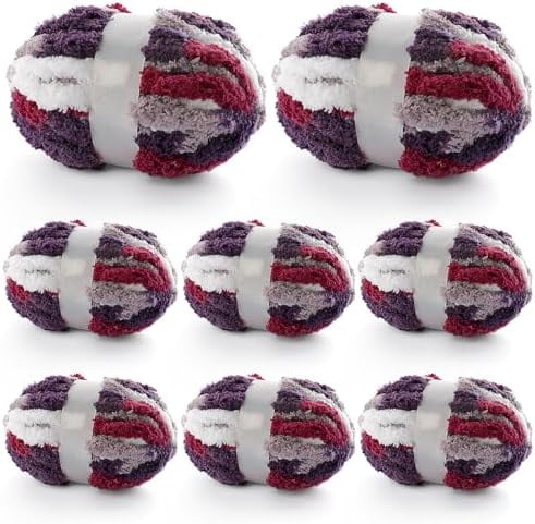 8 Pcs Chunky Yarn for Hand Knitting - Chunky Chenille Yarn for