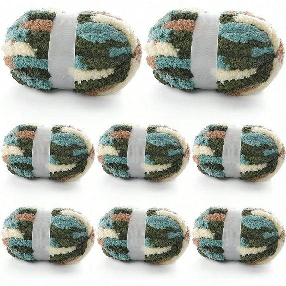8 Pcs Chunky Yarn for Hand Knitting Chunky Chenille Yarn for Crocheting Fluffy Yarn for Crochet Jumbo Yarn for Hand Knitting 227 yds 61.6 oz of er Bulky Yarn GreenWhiteCurry