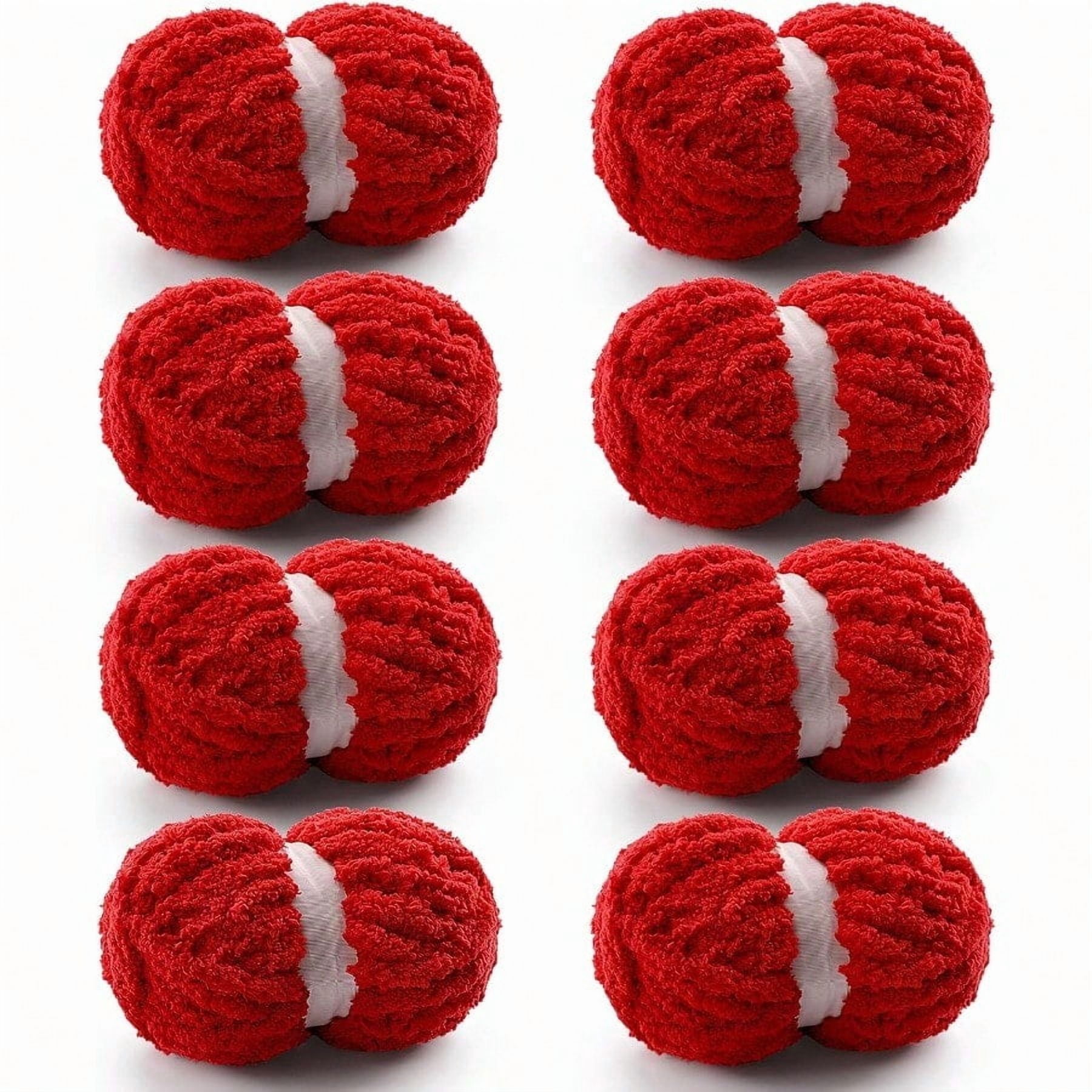 8 Pcs Chunky Yarn for Hand Knitting Chunky Chenille Yarn for Crocheting Fluffy Yarn for Crochet Jumbo Yarn for Hand Knitting 28.4 yds 7.7 oz of er Bulky Yarn Big Red