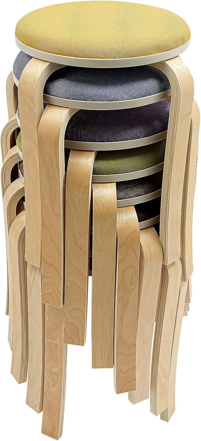 8 Pcs Classroom Stools,Round Upholstered Wood Stool,Backless Stackable ...