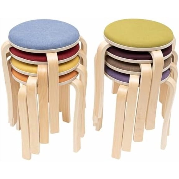 8 Pcs Classroom Stools,Round Upholstered Wood Stool,Backless Stackable Stools for Kitchen Garden Class Room Home$$Office