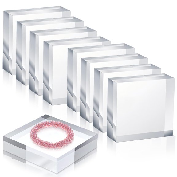 8 Pcs Clear Acrylic Display Stands Square 3x3x1 Inch