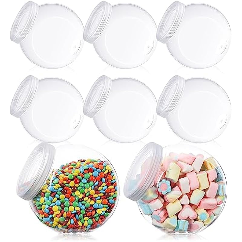 8 Pack 50.7 oz Clear Plastic Candy Jars with Lids - Food-Safe Bulk ...