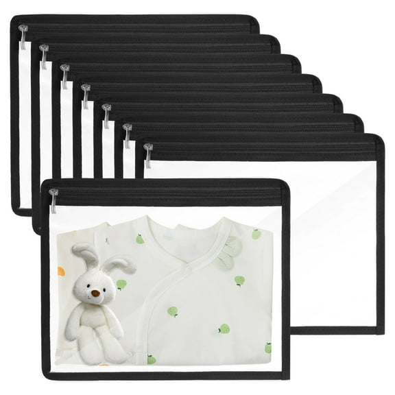 8 Pcs Clear Zipper Pouches, 1310.4" Large PVC Storage Bags, Clear Waterproof Makeup Pouches, Transparent Travel Toiletry Bags, Multi-Purpose File Organization Bags for Home Office