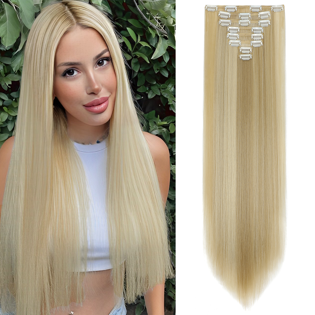 8 Pcs Clip in Hair Extensions, Hair Wave Straight Hair Clip in Hair ...