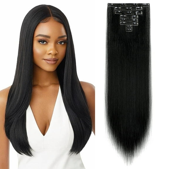 8 Pcs Clip in Hair Extensions, Hair Wave Straight Hair Clip in Hair Extensions 24/26 Inchs