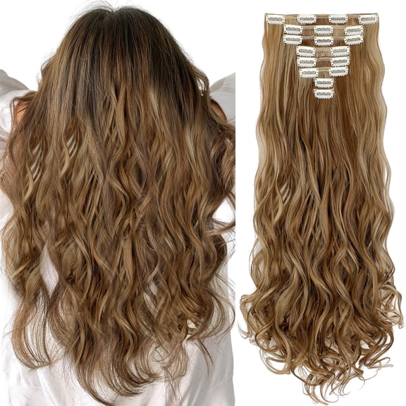 8 Pcs Clip in Hair Extensions, Hair Wave Straight Hair Clip in Hair Extensions 24/26 Inchs