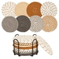 thumbnail image 1 of 8 Pcs Coasters for Drinks,Coasters Set,Drink Coasters Set with Holder,Woven Coaster Set,Absorbent Coaster with Holder,Coffee Table,Home Tabletop Decor,Dinning Room Decor,(Gray,4.33x2.87 in), 1 of 7