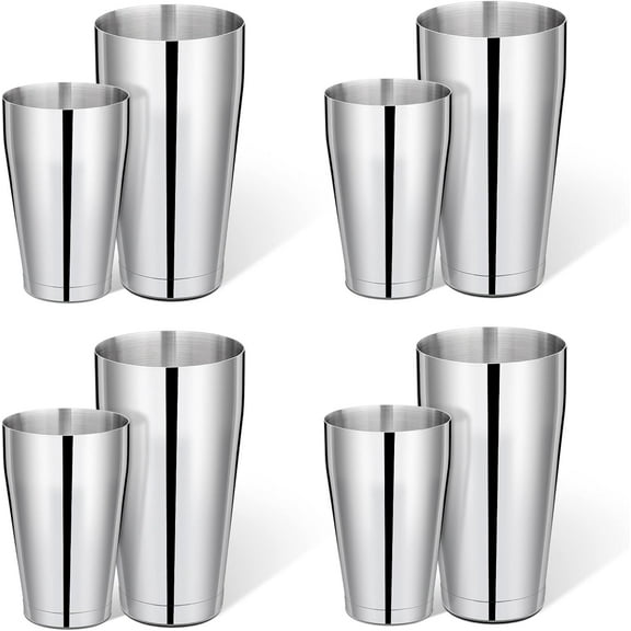 8 Pcs Cocktail Shaker Boston Shaker Set Professional Bartender Kit Bar Stainless Steel Drink Shaker Bartending Martini Tin with 18oz & 28oz Mixed Alcohol Tool for Beginner(Silver)