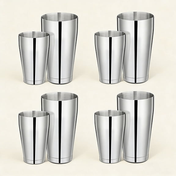 8 Pcs Cocktail Shaker Boston Shaker Set Professional Bartender Kit Bar Stainless Steel Drink Shaker Bartending Martini Tin with 18oz & 28oz Mixed Alcohol Tool for Beginner(Silver)