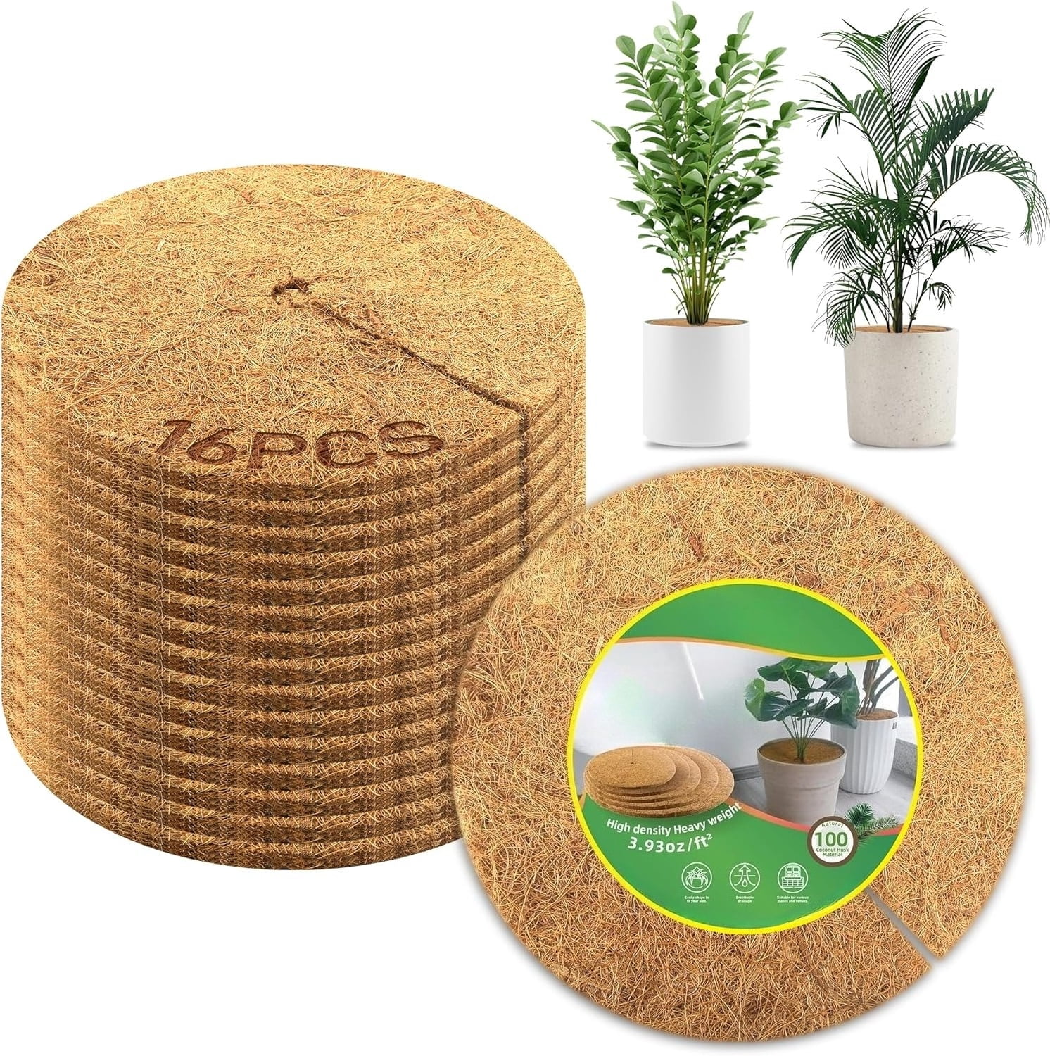 8 Pcs Coconut Fiber Tree Ring Mulch Mat, 17.7 Inch Mulch Ring Plant ...