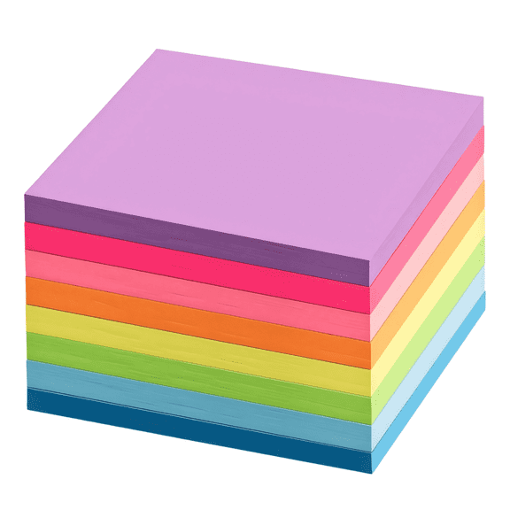 8 Pcs Professional Assorted Color Sticky Notes, 800 Sheets, 3 x 3 in / 7.5 x 7.5 cm, Self-Stick Note Pads, Fluorescent Assorted Color Memo Note Pads for Office and Business
