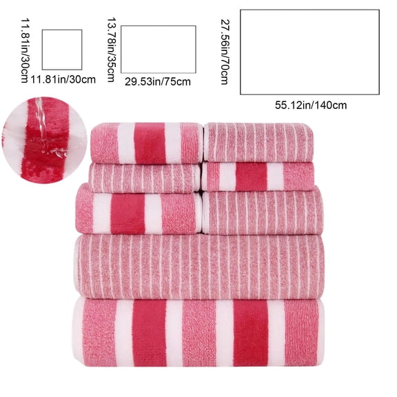 8 Pcs Coral Fleece Towel Set, 2 Bath Towels, 2 Hand Towels, 4 Washcloths, Super Absorbent Quick Dry Soft Towels for Bathroom, Hotel & Spa Quality Towel Set for Family Daily Use
