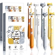 8 Pcs Cute Cat Erasable Pens Cartoon Retractable Erasable Gel Ink Pens 0.5mm Point Black Ink Pen Kawaii Writing Pen Office Home Anime Pens Women