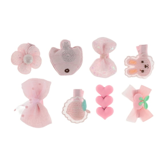 8 Pcs Cute Fish Flower Style Hair Clips Hairdo Clips for Girls for Children Pink