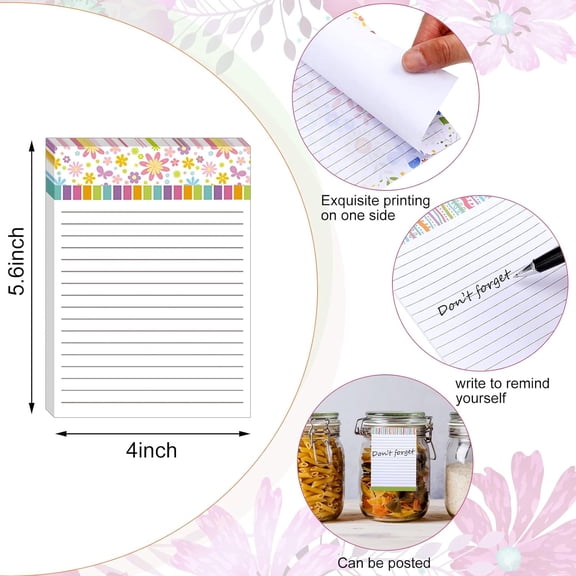 8 Pcs Cute Note Pads Fun Pattern Notepads for Women Colorful Scratch Memo Gift for Refrigerator Office Home to Do List Supplies,30 Sheets Per,4 x 5.6''$$Office
