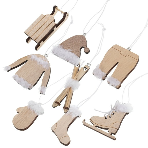 8 Pcs Decorations Winter Snow Painted Wooden Sled Christmas Kids Room Vacation