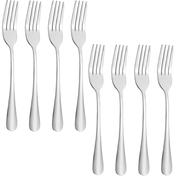 8 Pcs Dinner Forks Set, Food Grade Stainless Steel Forks Silverware, Metal Fork, Flatware Fork for Home, Kitchen or Restaurant, Mirror Polished, Dishwasher Safe, 7.3 Inches