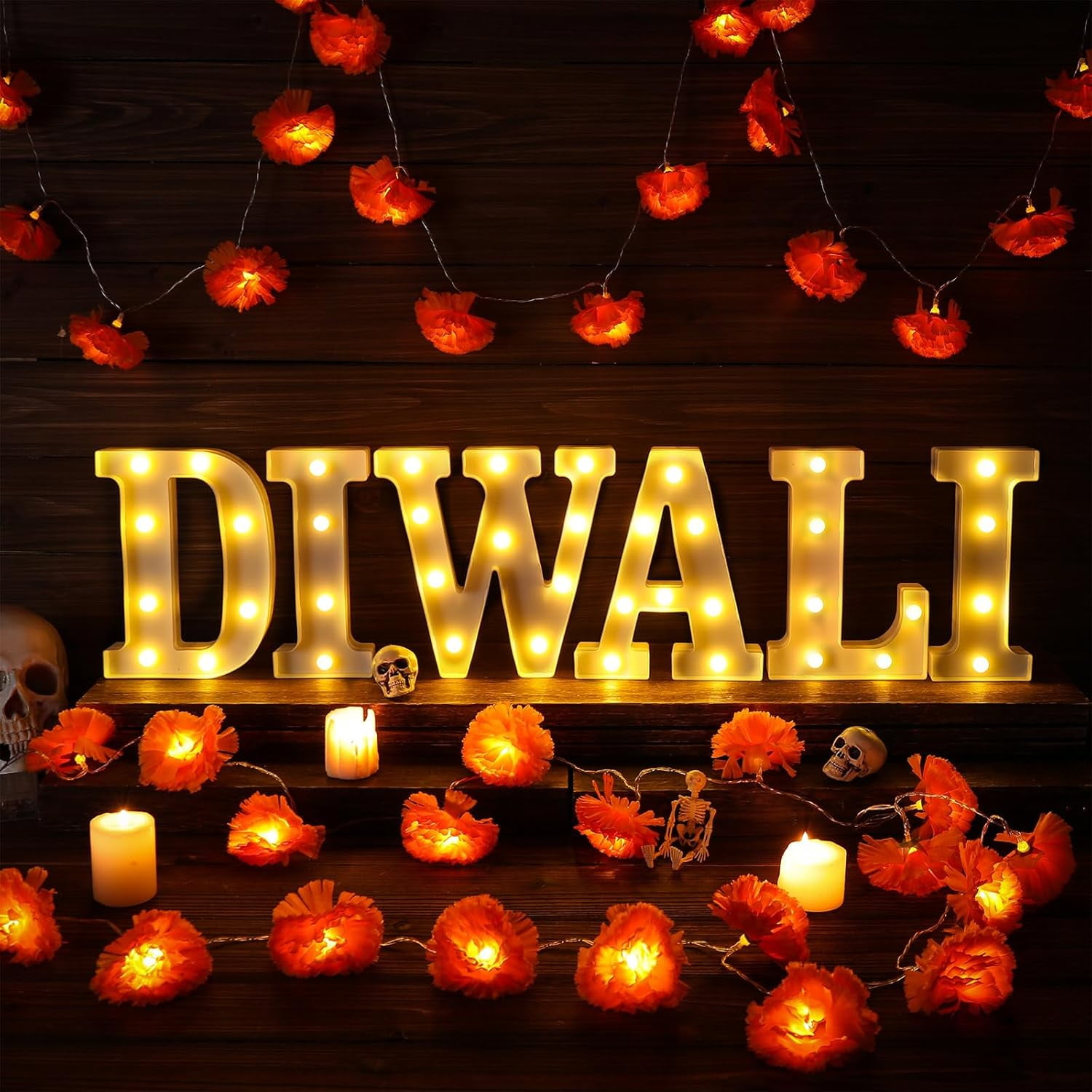8 Pcs Diwali Light up Letters 8.58 Inch Battery Powered Sign Letter ...