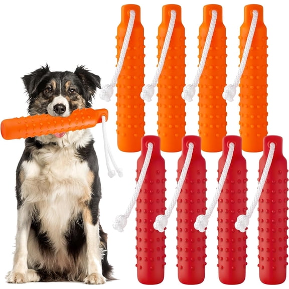 8 Pcs Dog Bumper Toy for Water Retrieving Lightweight Float Toy for Pool Outdoor Training Hunting Fetching Orange and Red