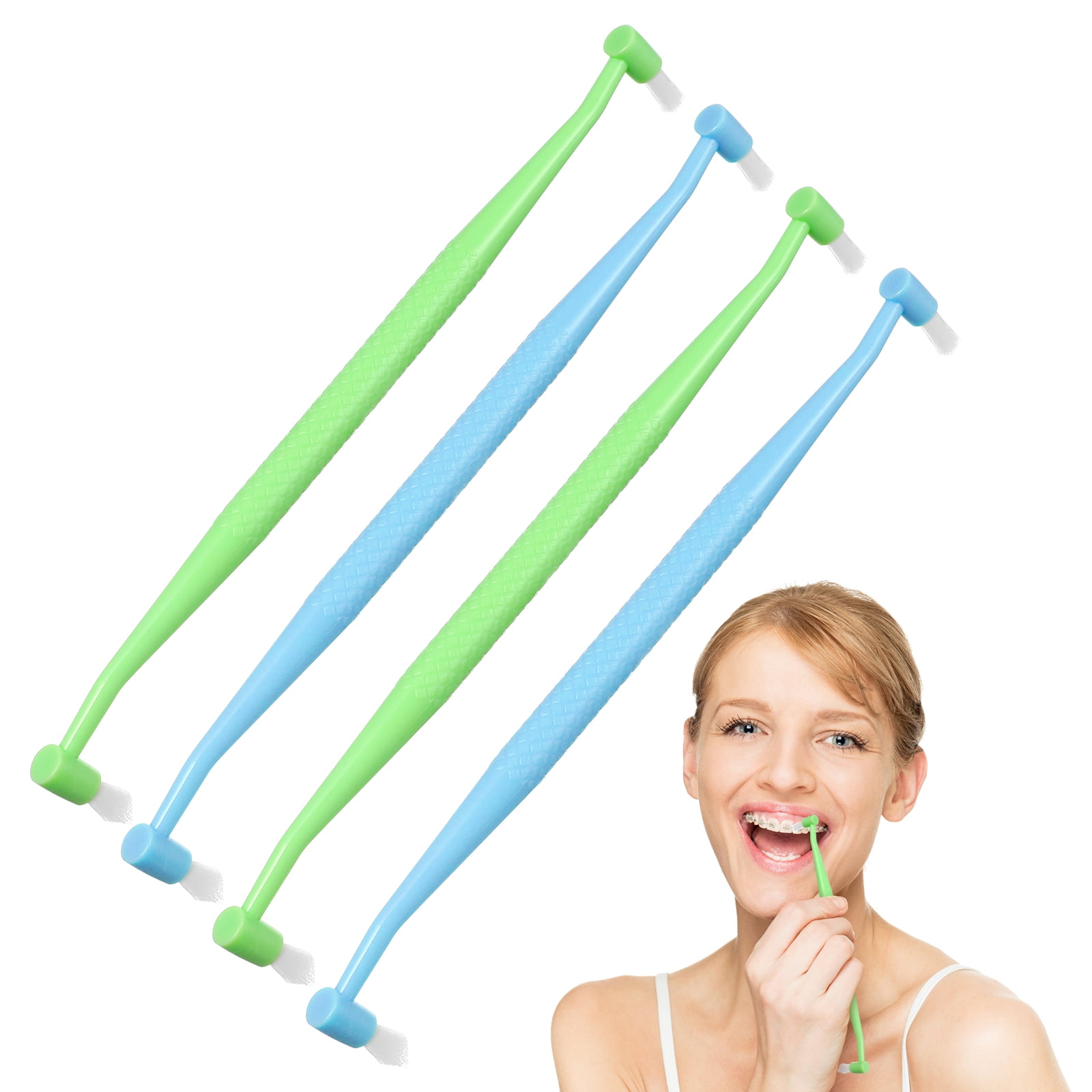 8 Pcs Double Headed Toothbrush End Tuft for Braces Clean Pp Handle