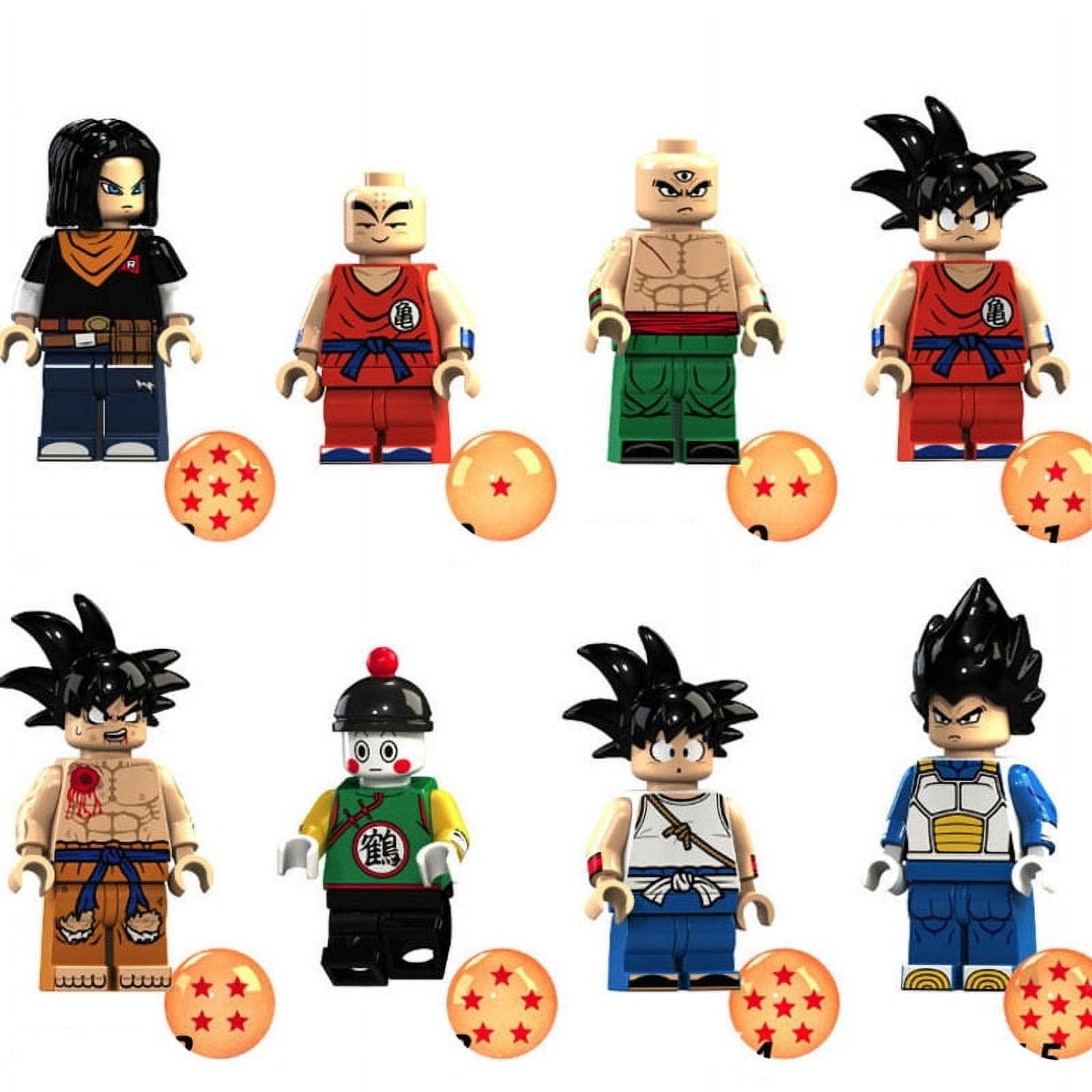 8 Pcs Dragon Ball Minifigures Building Blocks Toy Set, Son Goku Vegeta Action Figures Collection Display Toy Best Gift for Boys Kids