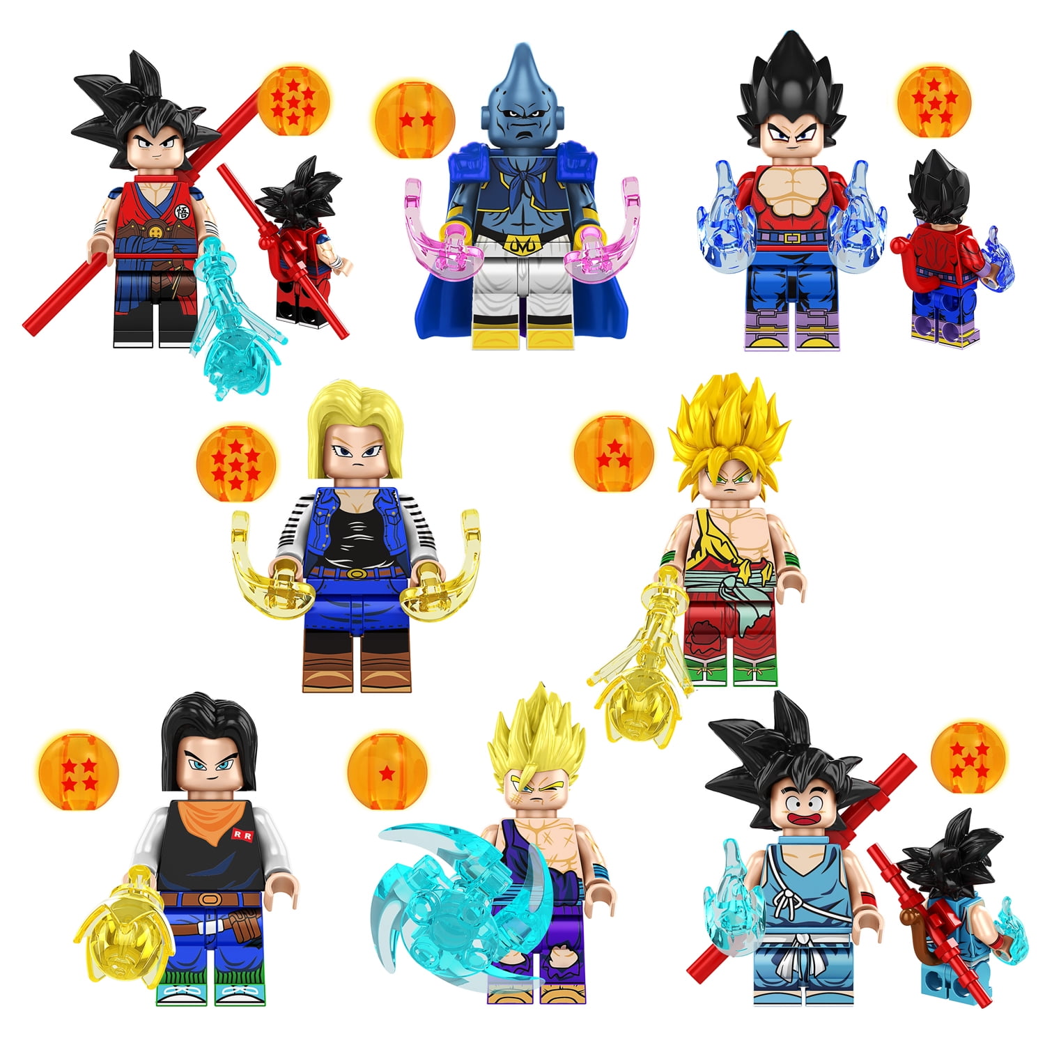 8 Pcs Dragon Ball Z Minifigures Building Blocks Toys, 1.77 inch Anime