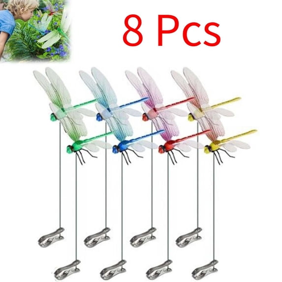 8 Pcs Dragonfly Hat Clip, Clip on Dragonfly for Hat, Dragonfly Garden Decor Clip-On, Dragonfly Clip Bug Repellent for Outdoors, Dragonfly Decor Gardening