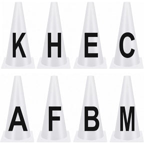 8 Pcs Dressage Training Cones with A B C E H K F M Letters, Plastic Arena Markers, 9x5.23 Inch, Cones for Sports Training, Equestrian Events, Riders, Arena Ground Marking.