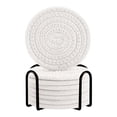 thumbnail image 1 of 8 Pcs Drink Coasters with Holder, Cotton Woven Absorbent Coasters for Drinks, Minimalist Home Decor Coaster Set for Wooden Tabletop Protection Table(3.9Inch,C), 1 of 4