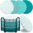 thumbnail image 1 of 8 Pcs Drink Coasters with Holder, Minimalist Cotton Woven Coaster Set, 4 Colors Absorbent Coaster Protection Protection for Various Cups, Ideal for Coffee Tables and Home Decor Tabletop, 4.3 Inches, 1 of 7