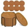 thumbnail image 1 of 8 Pcs Drink Coasters with Holder, Smasener Absorbent Coasters for Drinks, Minimalist Cotton Woven Coaster Set for Home Decor Tabletop Protection Suitable for Kinds of Cups, 4.3 Inches, 1 of 9