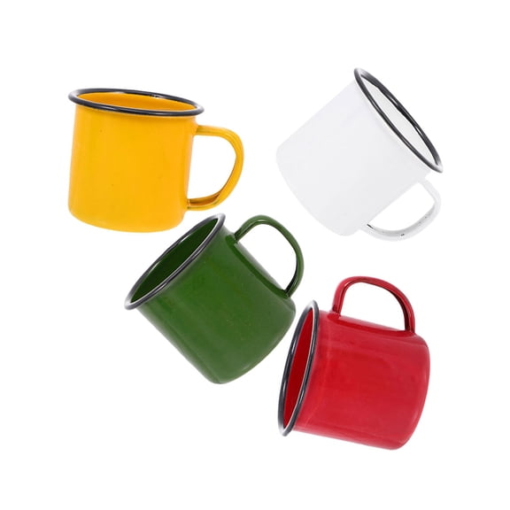 8 Pcs Retro Enamel Coffee Cups Set, Espresso Tea Mugs for Home, Vintage Style Old Fashioned Drinking Glasses