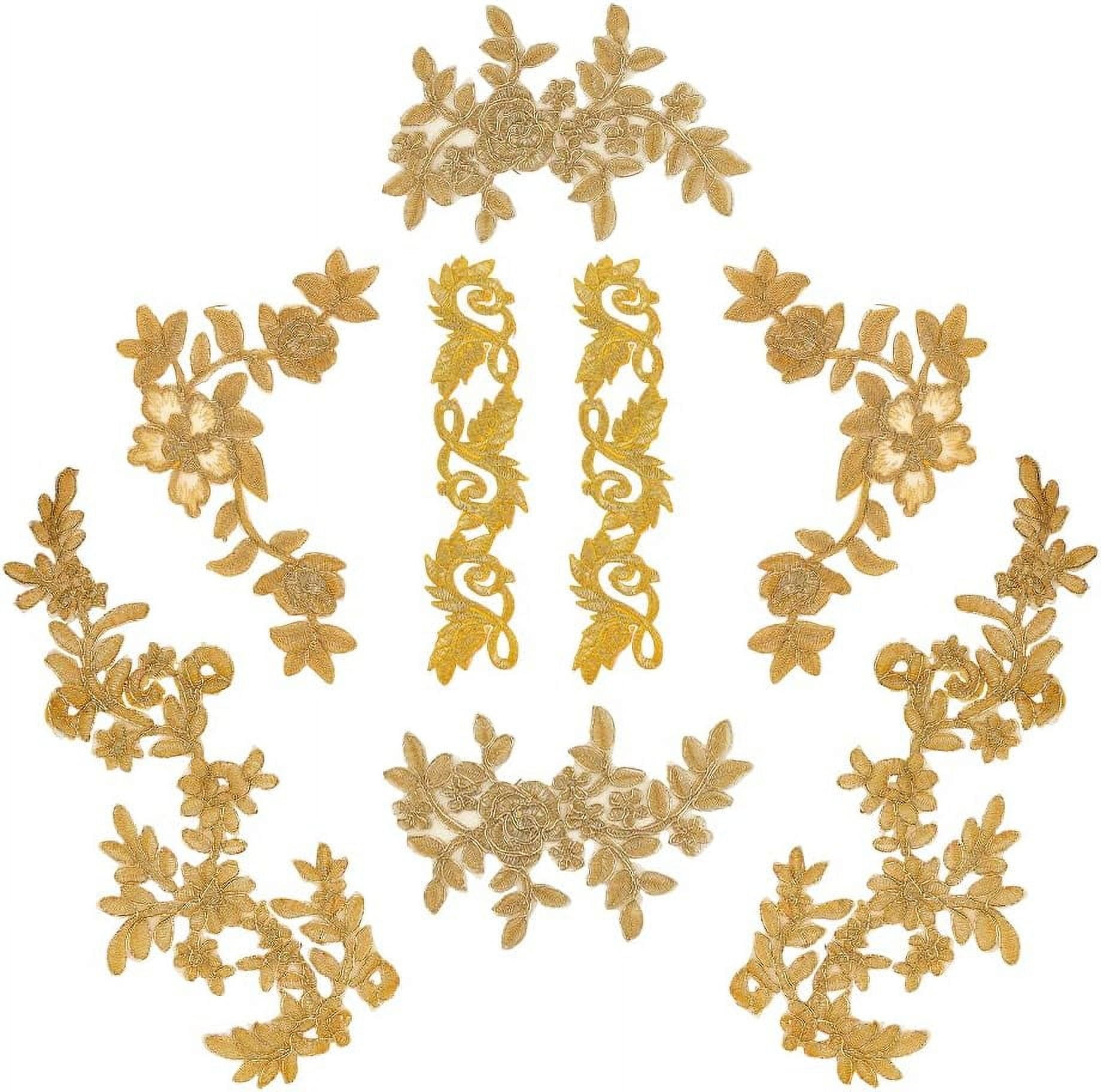 NBEADS 16 Pcs Gold Flower Embroidery Patch, Iron On Patches Sew On