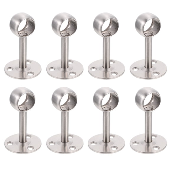 8 Pcs Extender Rods Clothes Rail Flange Ceiling Mount Brackets 8.6X4.6CM Silver