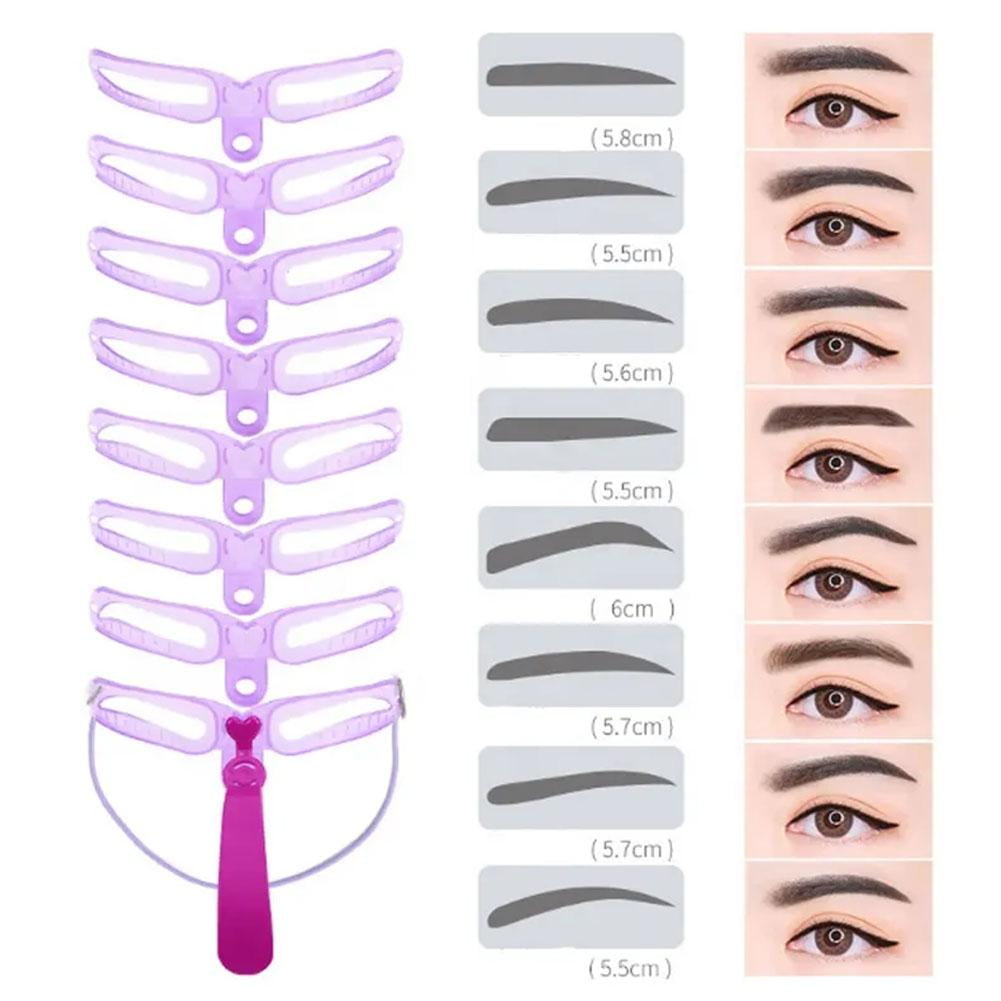 8 Pcs Eyebrow Stencils with Handle and Strap Washable Reusable Eyebrow Template