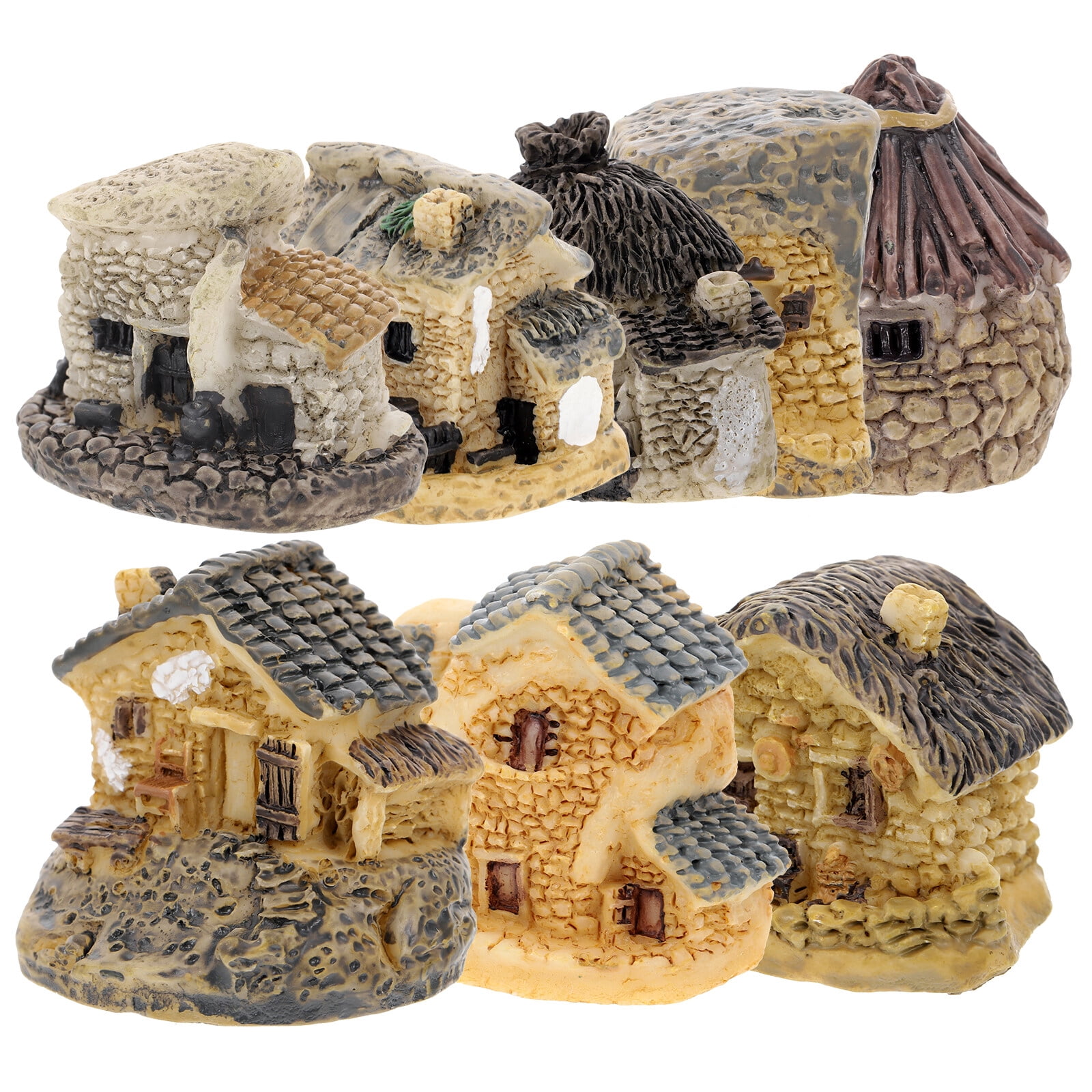 8 Pcs Fairy Garden Kit Resin Small House Decorative Adorable Decoration ...