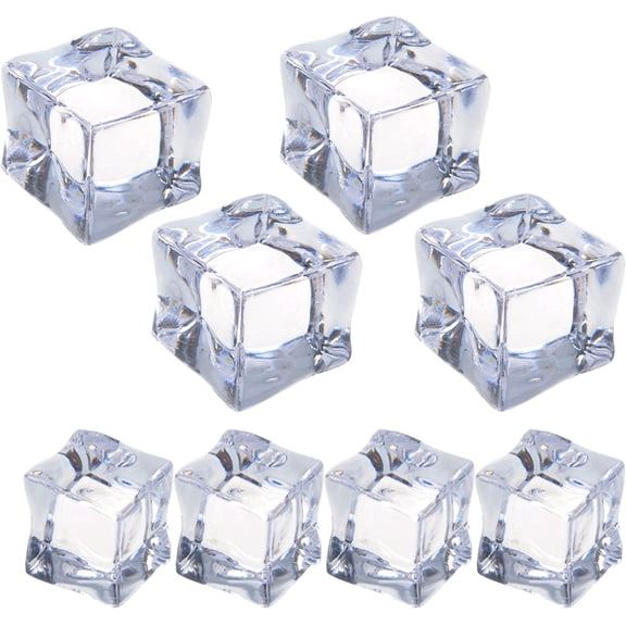 8 Pcs Fake Clear Acrylic Plastic Ice Cubes Square Shape for Display & Photography