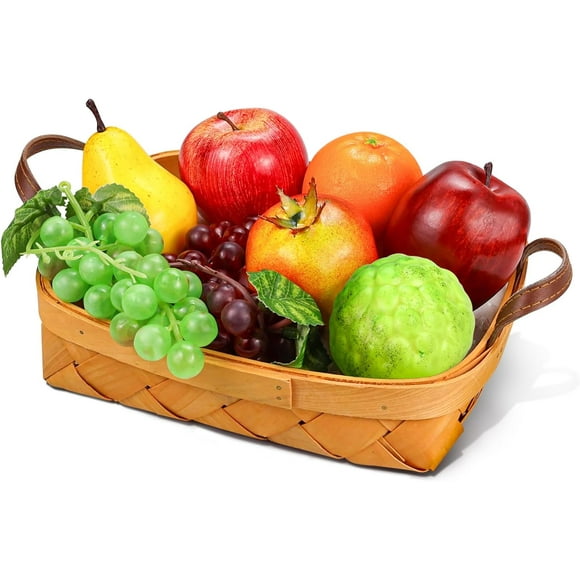 8 Pcs Fake Fruit, Artificial Fruit for Decoration Home, Faux Fruit Tropical Decortion Party, Simulation Fruit Prop for Photoshoot, Fake Apples Oranges Grapes Decor