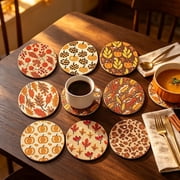 8 Pcs Fall Diamond Art Coasters Thanksgiving Painting Kits, Pumpkin Maple Leaf Harvest Themed Art Craft Kit for Beginners Adults for Birthday Gifts Craft Supplies