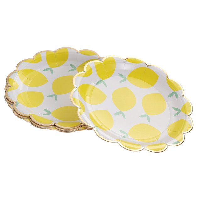 8 Pcs Flatware Yellow Paper Plates Party Supplies Chupones Para Baby ...